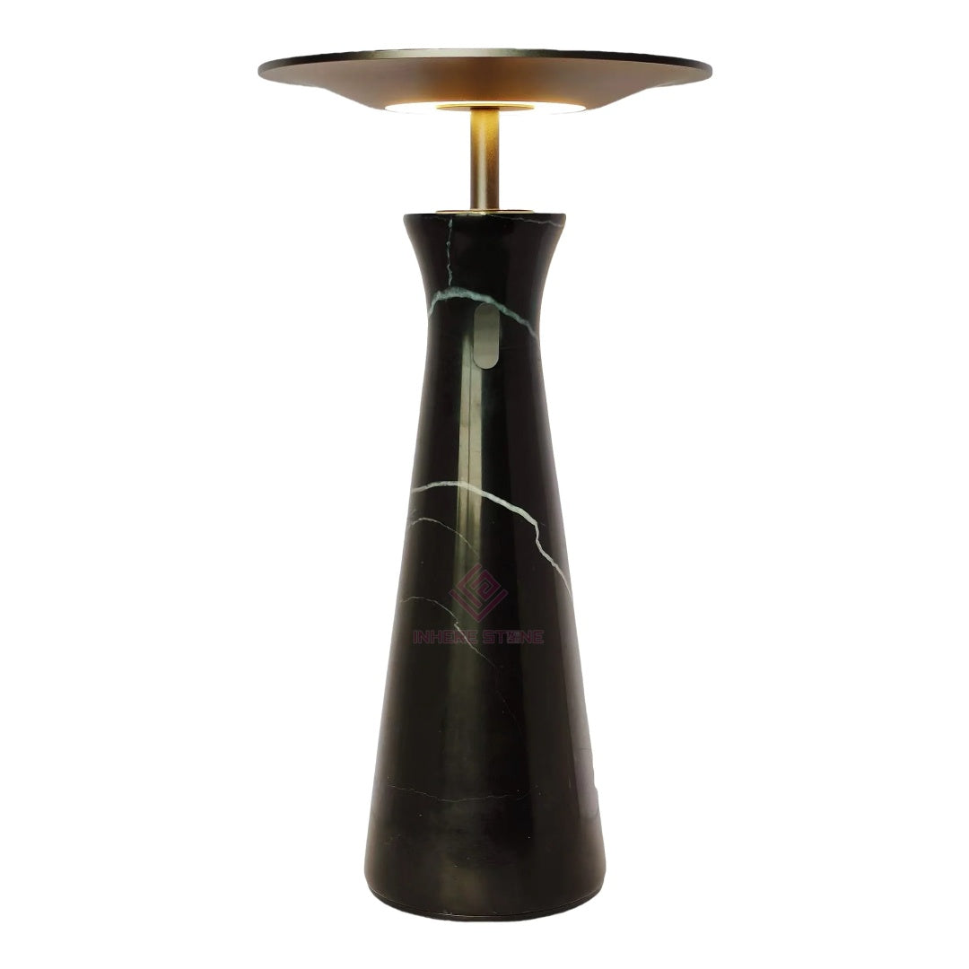 Luxury Travertine Marble Cordless Table Lamp – Portable Natural Stone LED Light for Restaurant, Dining, and Hotel Decor